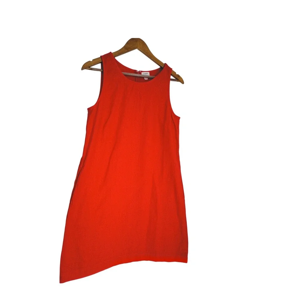 J.CREW Red Linen Blnd Sleeveless Shift Dress Fits S NWOT Minimalist Classic $148